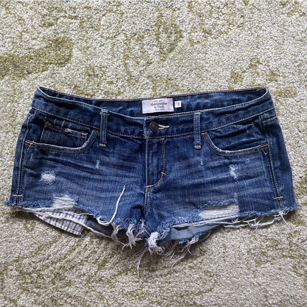 denim abercrombie and fitch low rise shorts